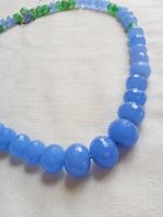Antike facettierte Glas Halskette Flieder/Blau