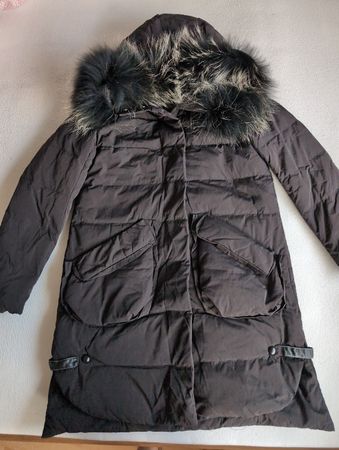 KAFUYU Brown Down Coat with Faux Fur Hood - Size M