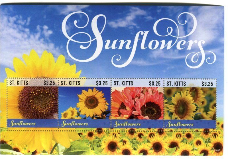 Tutti i francobolli: Block "Sonnenblume". St. Kitts – Nuovo e nell'imballaggio originale da Basel venduto da Butsch5