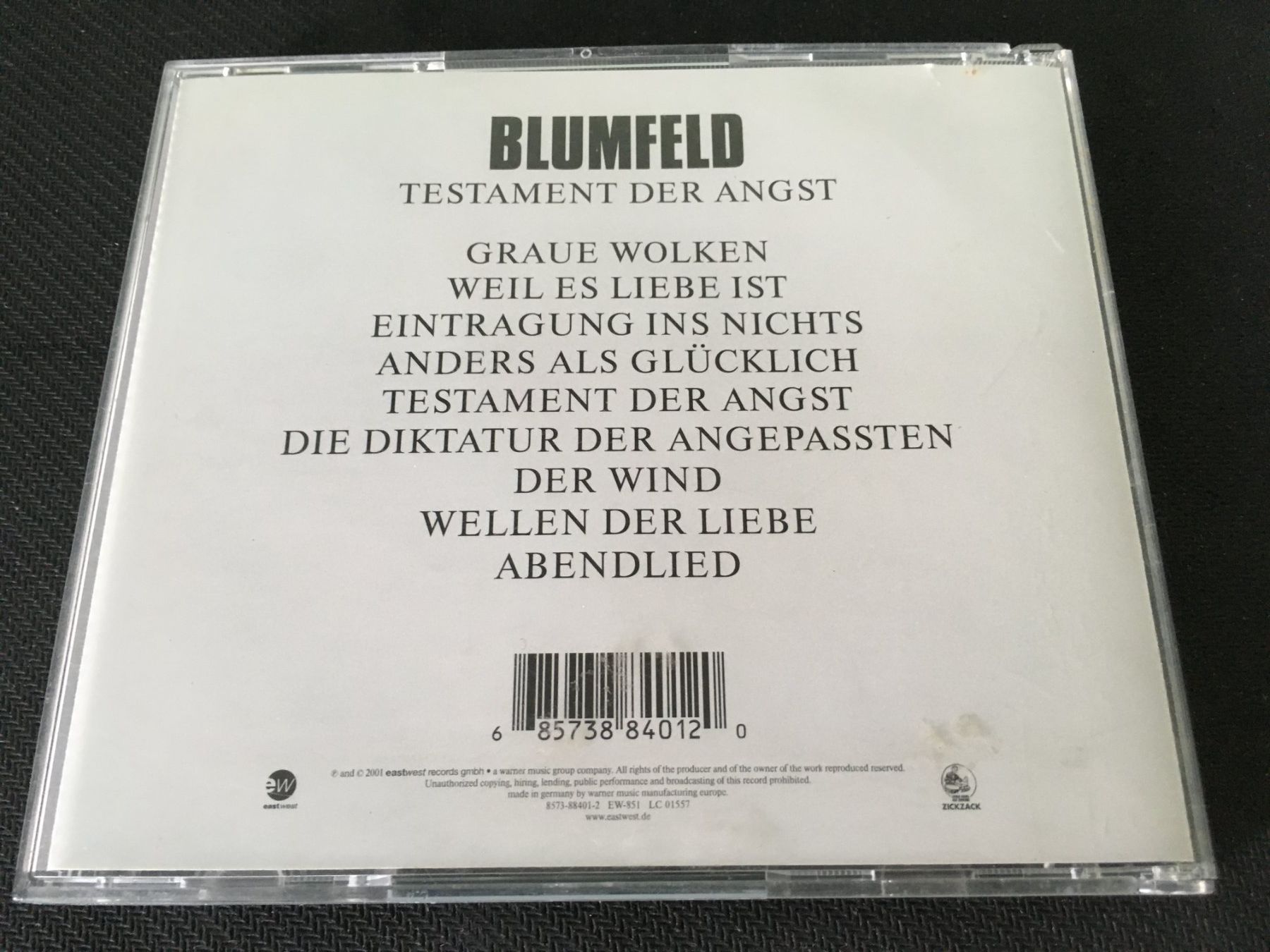 CDs: Blumfeld - Testament der Angst -CD- – Gebraucht aus St.Gallen von MedienJoe 2