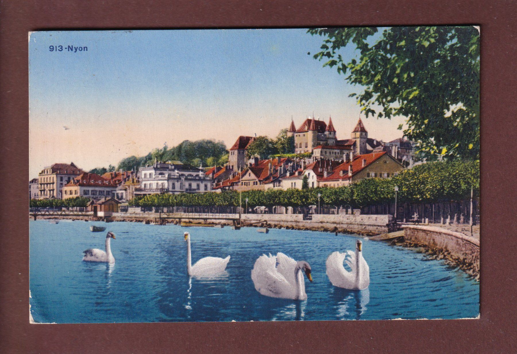 Cartoline postali: NYON - Les Cygnes - 1919 – Usato da Pully venduto da nicecards