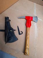 historisches Schweizer Feuerwehrbeil Feuerwehr-Axt mit Leder