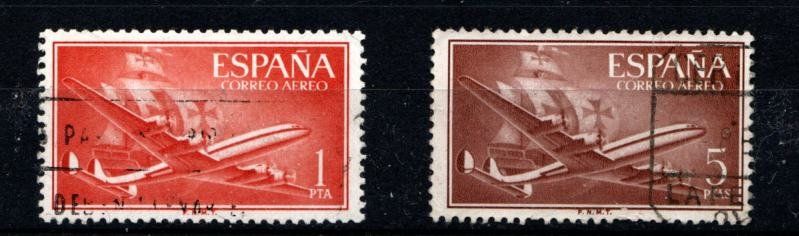 Alle Briefmarken: 2 timbres ESPAGNE - 1955 - Obl. – Gebraucht aus Blonay von Leglaude_01