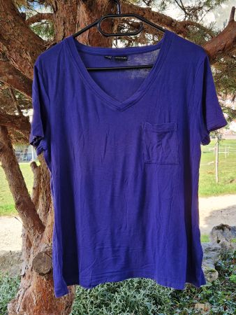 Shirt / Top Bodyflirt blau V-Ausschnitt,Brusttasche,Gr.36/38