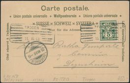 AR Trogen - Aushilfsstempel - Karte - nach Degersheim  Litho