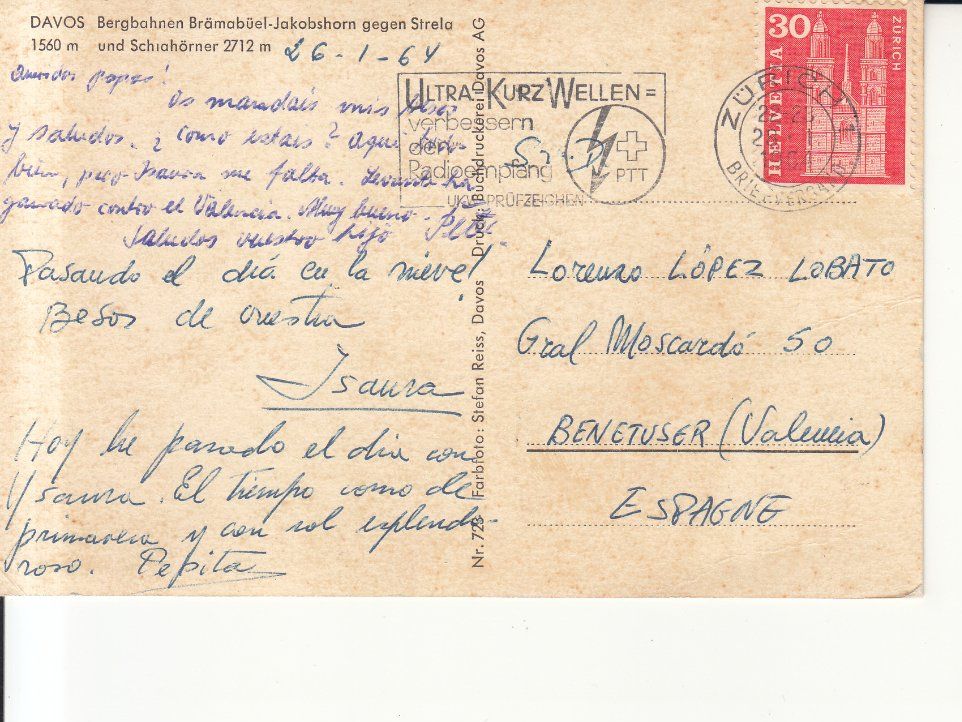 Cartoline postali: Davos Brämabüel 1964 – Usato da Bürglen TG venduto da StampGraf 1
