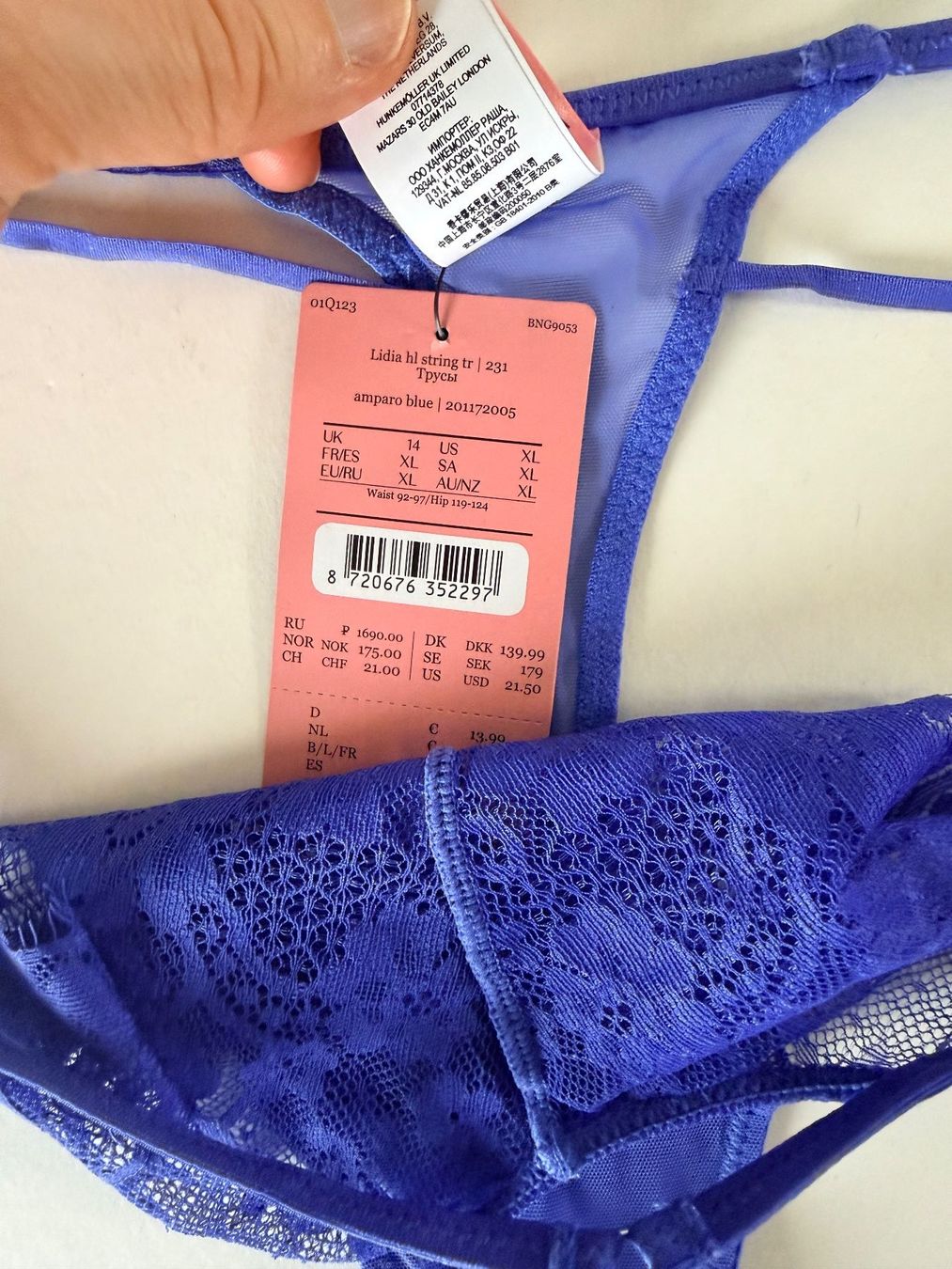 Hunkemöller Altra biancheria intima: HUNKEMÖLLER, String LIDIA, Grösse XL, Farbe Blau – Nuovo e nell'imballaggio originale da Rudolfstetten venduto da gst_g7xl 1