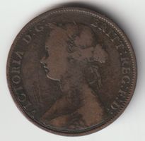 1861 Half Penny Queen Victoria GB Bronze Münze Antik