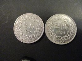 2 x 2.- Fr 1946 + 1958 Pièces superbes Top qualité