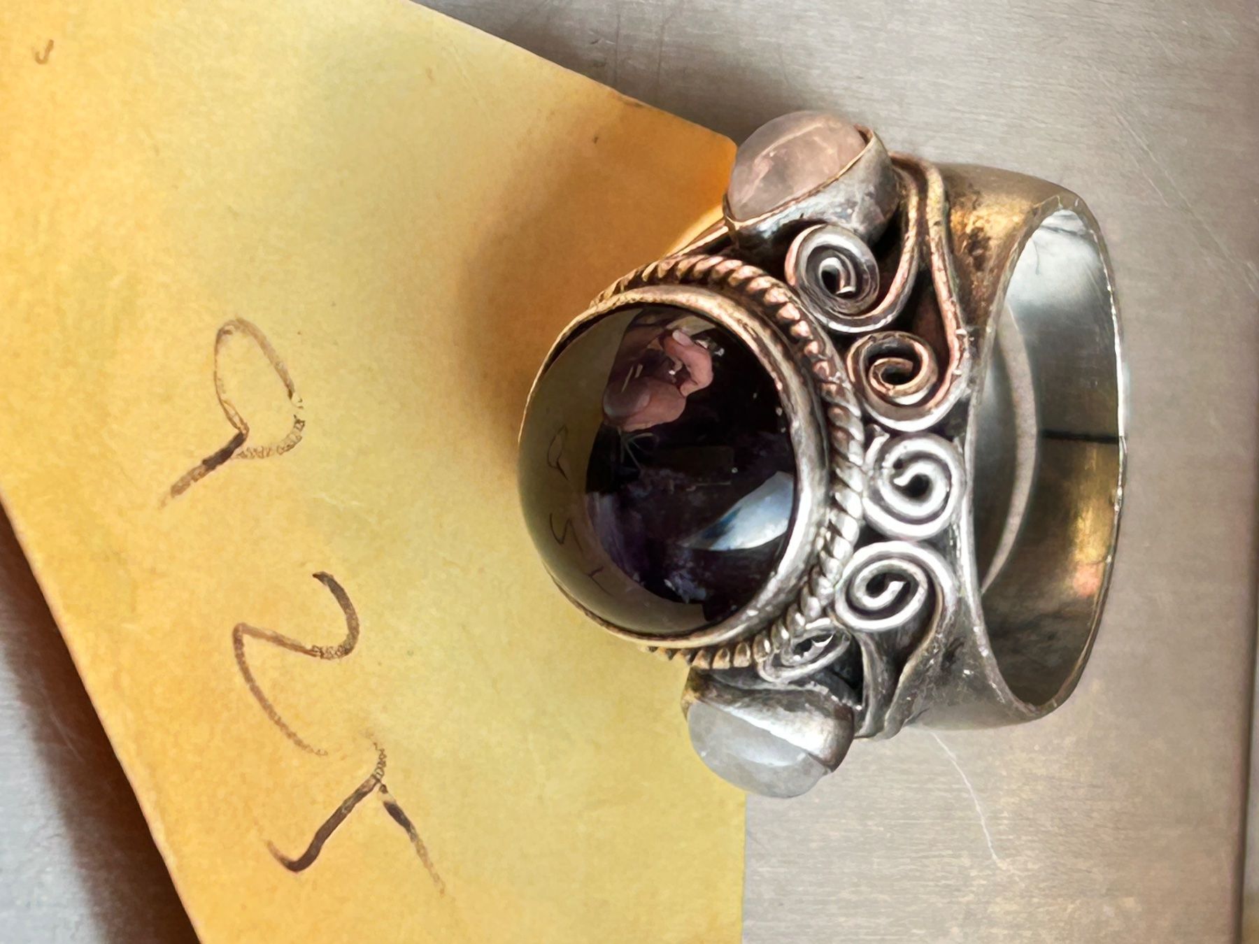 Anelli: Silber Ring braunschwarzer Stein / Mondsteine, Gr.54 – Usato da Laufen venduto da Bellavitaboom 7