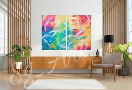 Acrylbilder 2er Set abstrakt bunt Unikat Neu