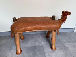 Antiker Kamelhocker aus Leder, Vintage