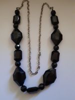 Halskette 41 cm,  schwarze Steine, Modeschmuck
