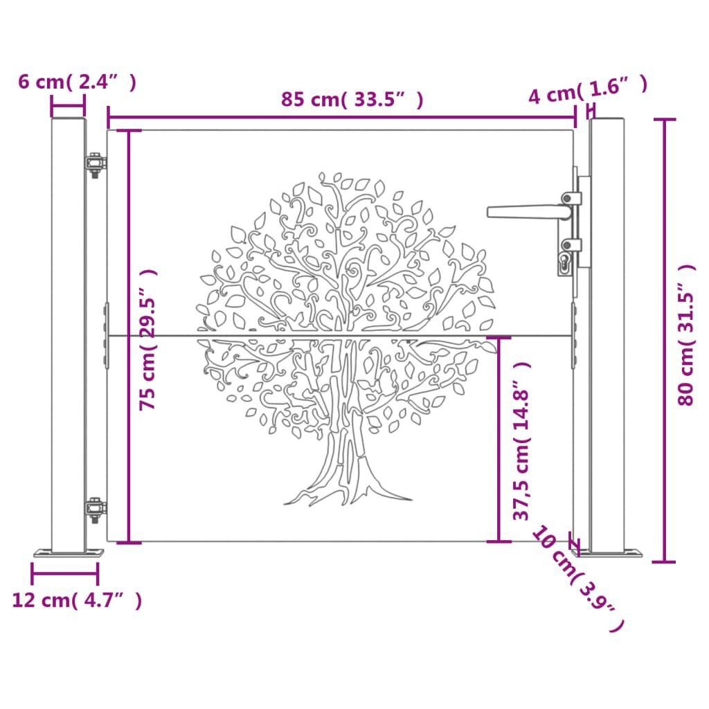 Porte: Gartentor 105x80 cm Cortenstahl Baum-Design – Nuovo e nell'imballaggio originale da Zug venduto da Cheap-Shop 3