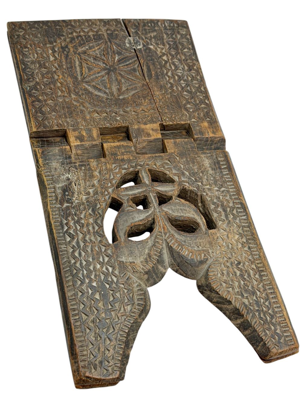 Sculptures & Statues: Porte coran teck sculpté motifs géométrique, Java, Indonésie – D'occasion à Morges par DidisLuxeFinds 4