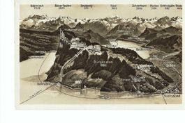 Bürgenstock Vogelschaukarte mit Stansstad Beckenried Alpen