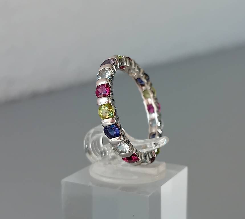 Anelli: Memory Ring Silber mit verschiedenen Edelsteinen – Usato da Stans venduto da wer_fd5f 2