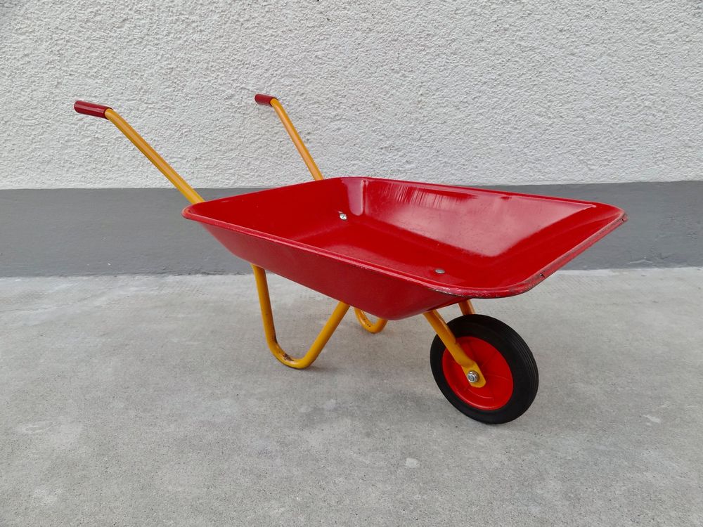 ASC - Kinder-Schubkarre aus Metall – Metalltablett & Rahmen, Gummigriffe, durchstoßfester Reifen, Blau & Schwarz – Outdoor, Bildung, Bauernhof, Gartenspielzeug, Spielen, Spiel