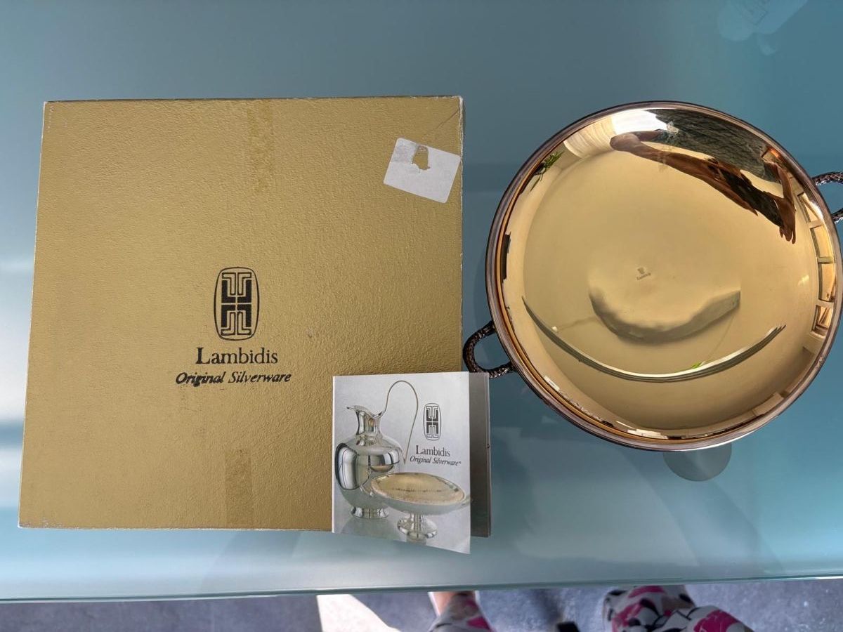 Schalen: Servierschale Lambidis versilbert goldfarben mit Box – Neu (gemäss Beschreibung) aus Zuzwil SG von Skotm