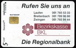 Taxcard Chip-1667 Bank Laufen Breitenbach Zwingen ungebr.