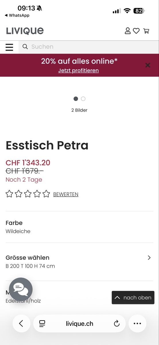 Tavoli: Esstisch, Wildeiche massiv mit Edelstahlfuss – Nuovo (secondo la descrizione) da Menziken venduto da Blilli 4