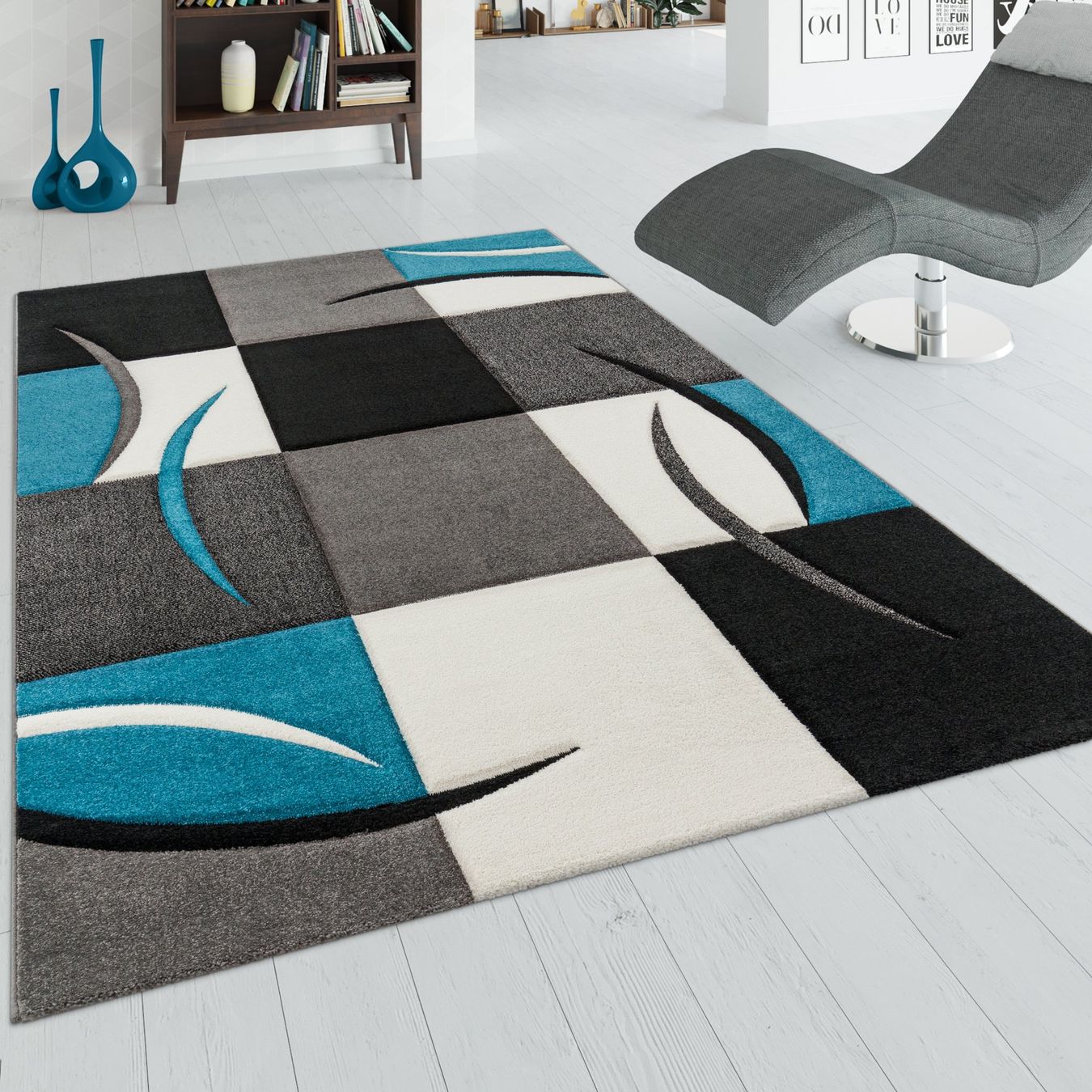 Tappeti: XXL Teppich Karo NEU Blau – Nuovo e nell'imballaggio originale da Bern venduto da Miraitrading