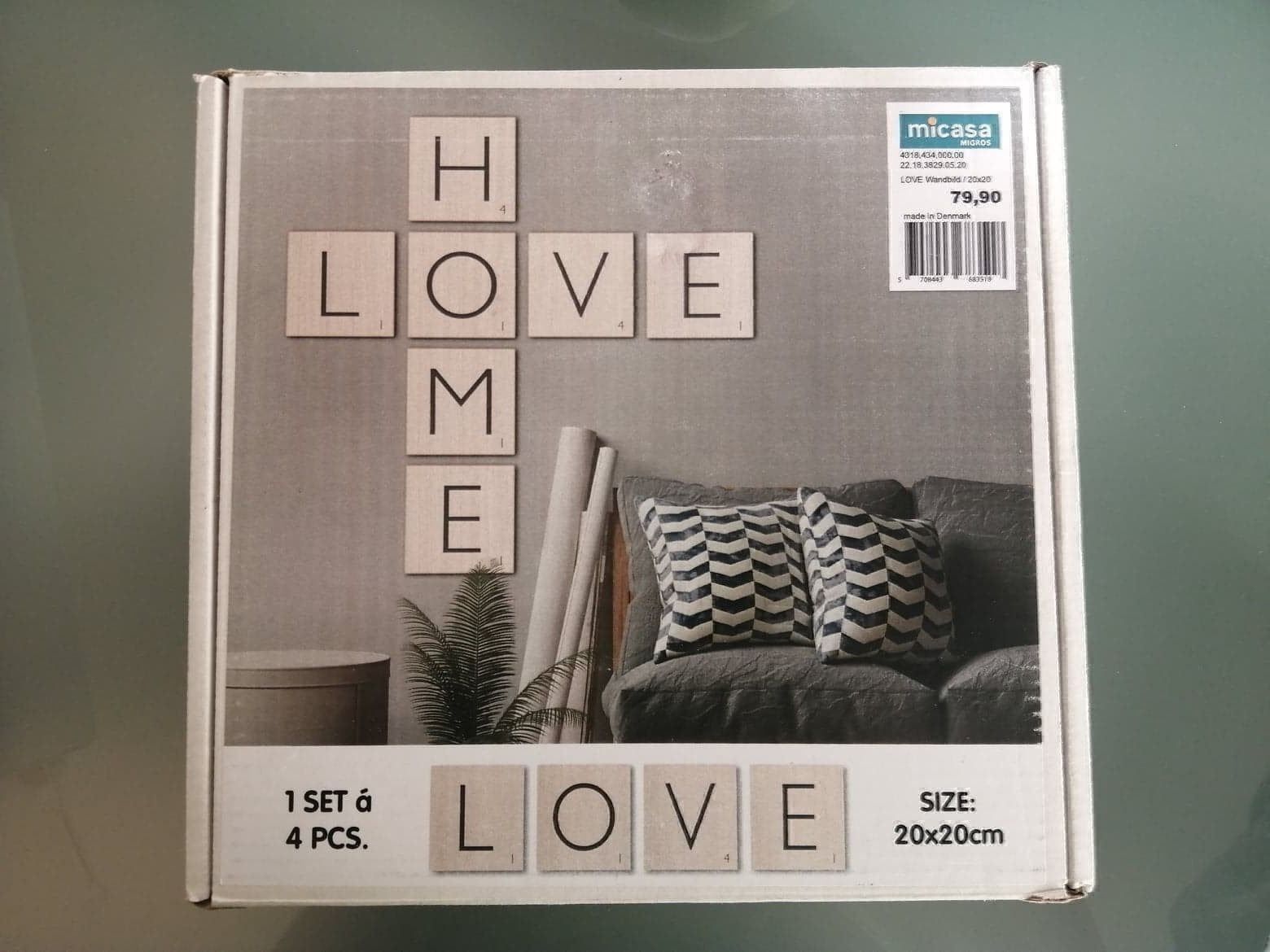 Poster & Bilder: Micasa "LOVE" Wandbild 20x20 – Neu und originalverpackt aus Bäch SZ von Swissy46