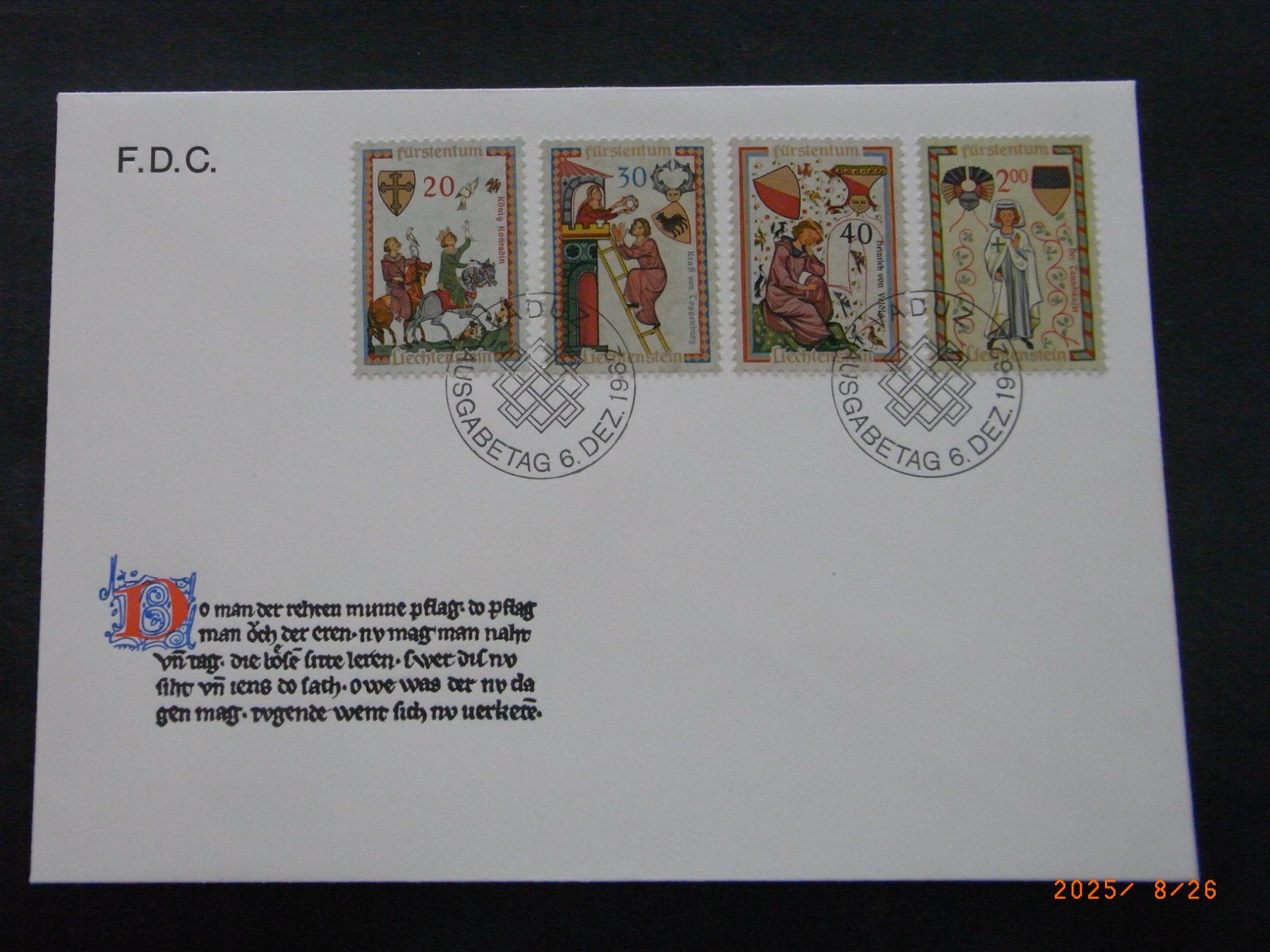 Tutti i francobolli: Fl 1962 357-360 g. Satz FDC – Usato da Ittigen venduto da shetland