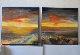 Diptyque "Coucher de soleil sur la vallée "Tableaux fait ma