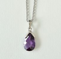 Eleganter Silber 925 Anhänger - Tropfenform Amethyst - Neu