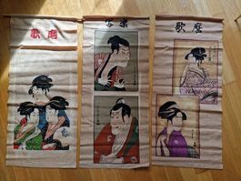 Japanische Wandbilder, 3 Stk.