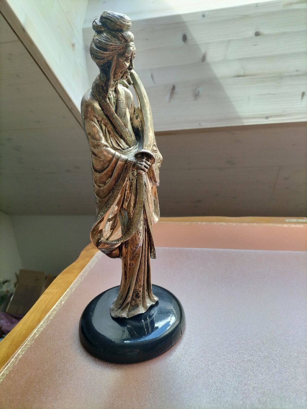 Sculture & Statue:  Samurai Statue mit mondartigem Schild versilbert  – Usato da Müselbach venduto da pat_9c9w 1