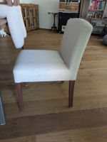 6 Esszimmerstühle. Stoff, Beige, mit Holzbeinen