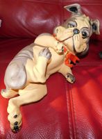 Mops/Bulldogge ? Figur, Handbemalen. L 32 cm