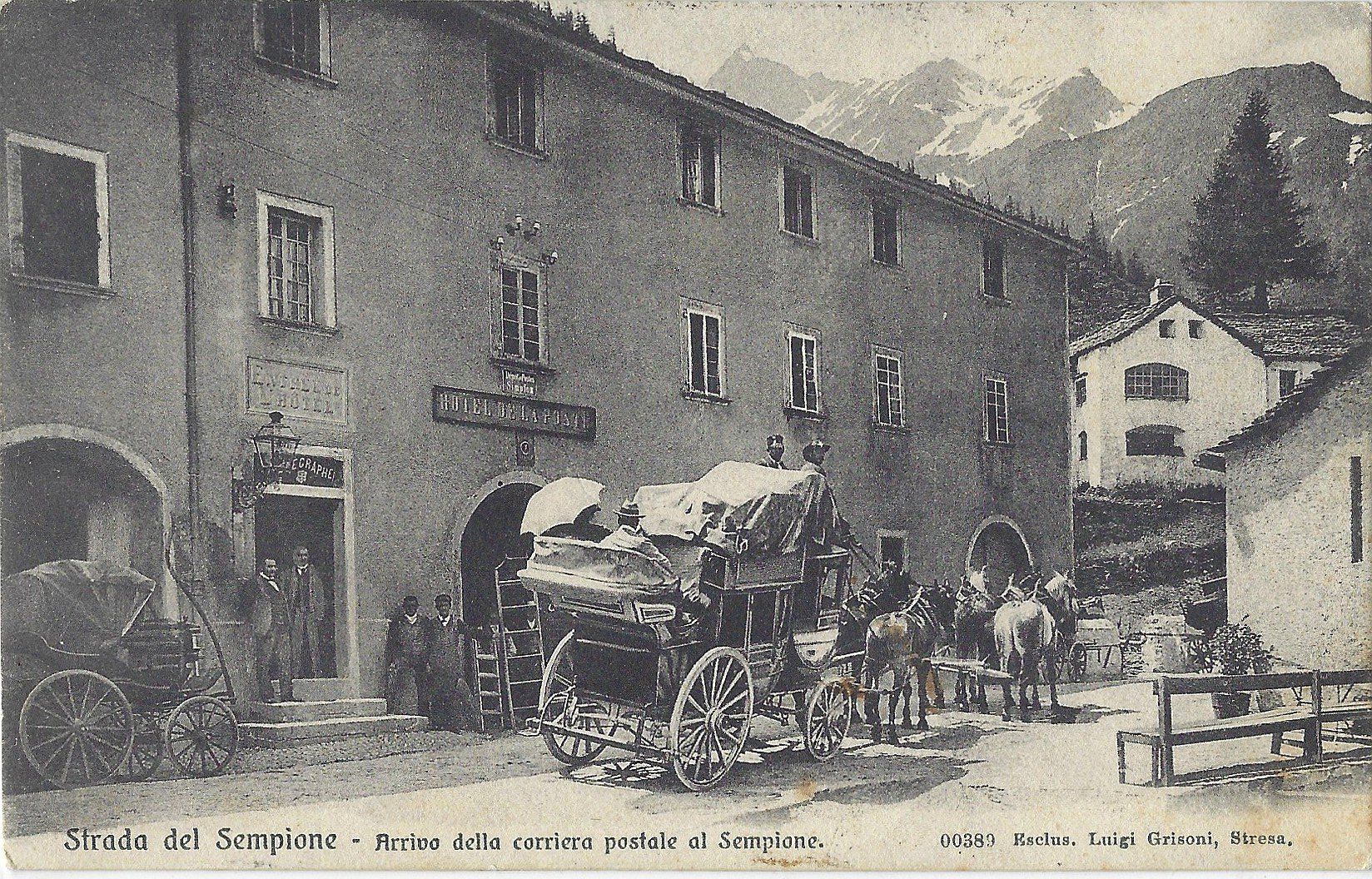 Cartoline postali: Strada  del  Sempione  -  Arrivao  della  corriera  postale – Usato da Bütschwil venduto da Jackson1A