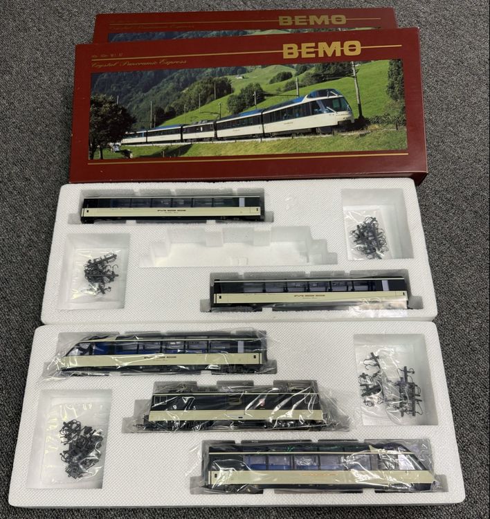 Train Bemo H0m Crystal Panoramic Express - Set Spécial Art.7480 & 7488 - Like New