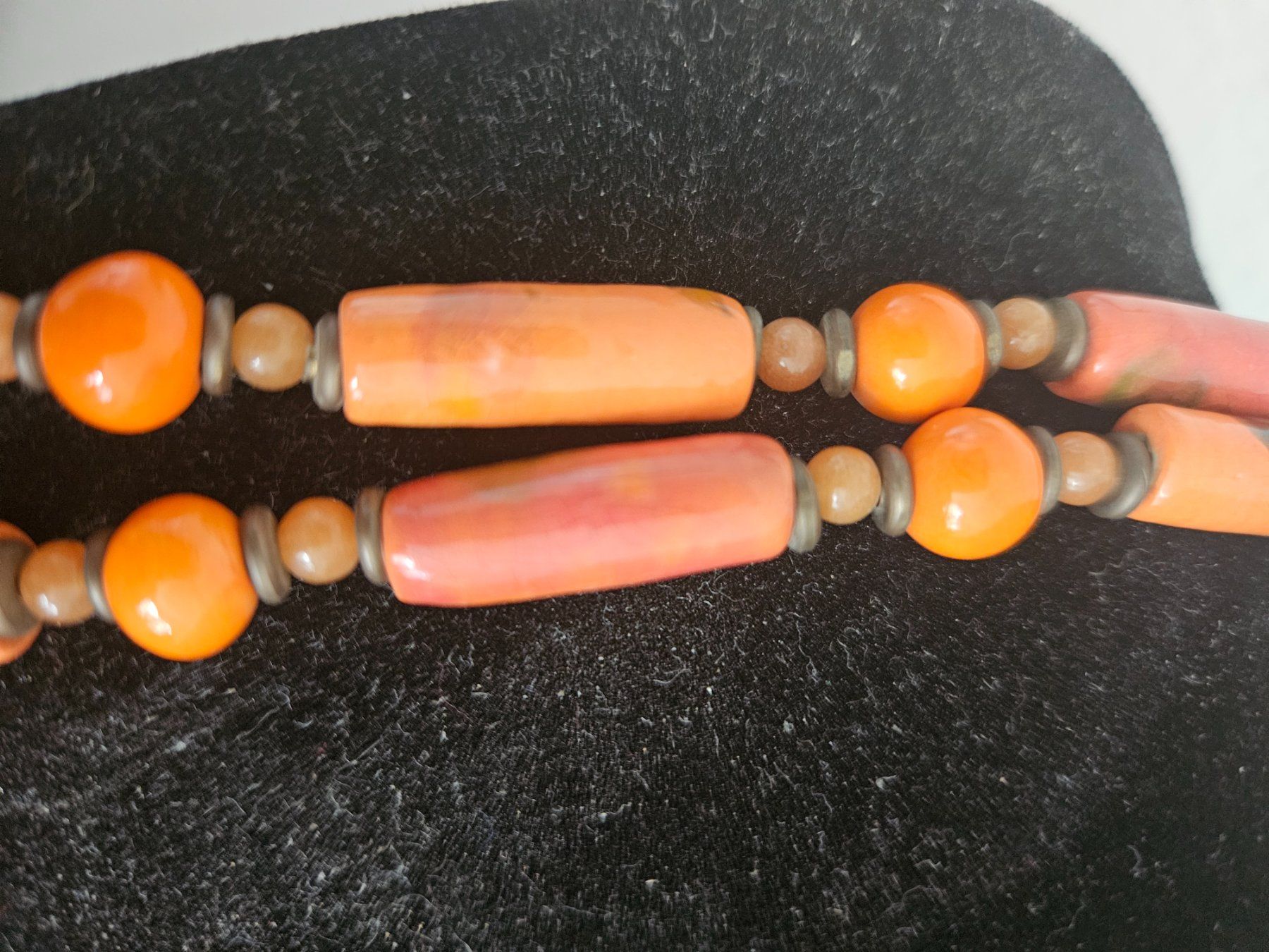 Catenine: Keramik Halskette Lang, Orange, Handarbeit, – Nuovo (secondo la descrizione) da Basel venduto da Anghkorwatt 3