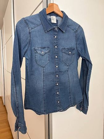 Damen Jeanshemd blau Grösse 38 H&M Denim gut erhalten