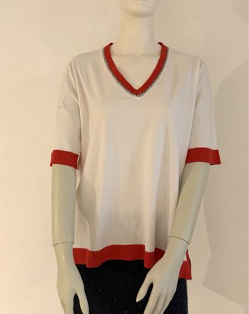 Gai pull blanc et rouge dame 40-42