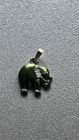 Silber Anhänger „Grüner Elefant“ für Kinder