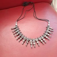 Alte Silberkette mit Kugeln und Quadraten, Vintage Schmuck 5