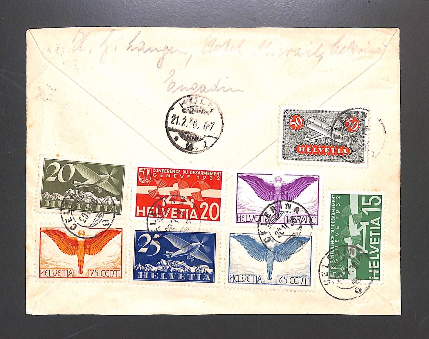Tutti i francobolli: 1936 Luftpost Brief FLUGPOST Buntbrief Eilsendung - CELERINA – Nuovo (secondo la descrizione) da Zürich venduto da Nobs1 1