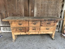 Meeeeeega coole Werkbank antik Schubladen Schubladenmöbel
