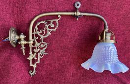 Antik Wandlampe, Jugendstil, Messing Opalinglas Top Zustand