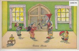 Bonne Annee - Zwergen-Familie an Neujahr