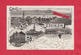Gruss aus Zollikon (ZH) 4-Bild SW-Litho
