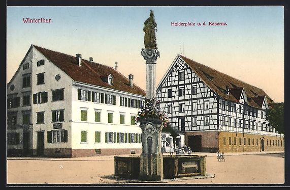 Cartoline postali: AK Winterthur, Holderplatz und Kaserne – Usato da Berlin venduto da bartko-reher