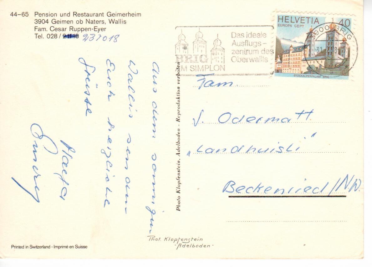 Cartoline postali: Geimerheim ob Naters – Usato da Wolhusen venduto da Curver9 1