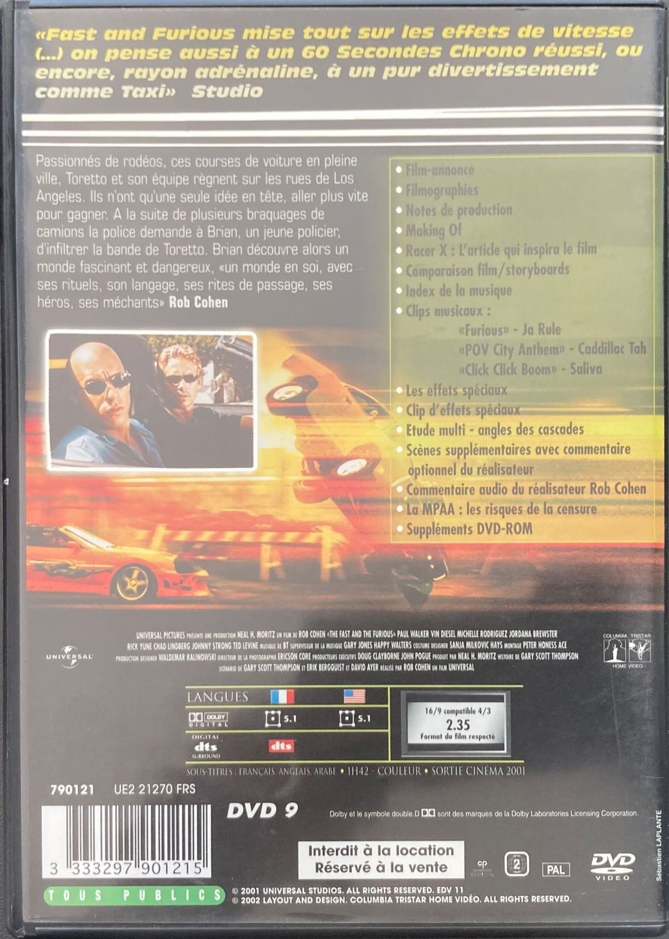 Tous les DVDs: FAST AND FURIOUS – D'occasion à Poliez-Pittet par Newtown-Records 1