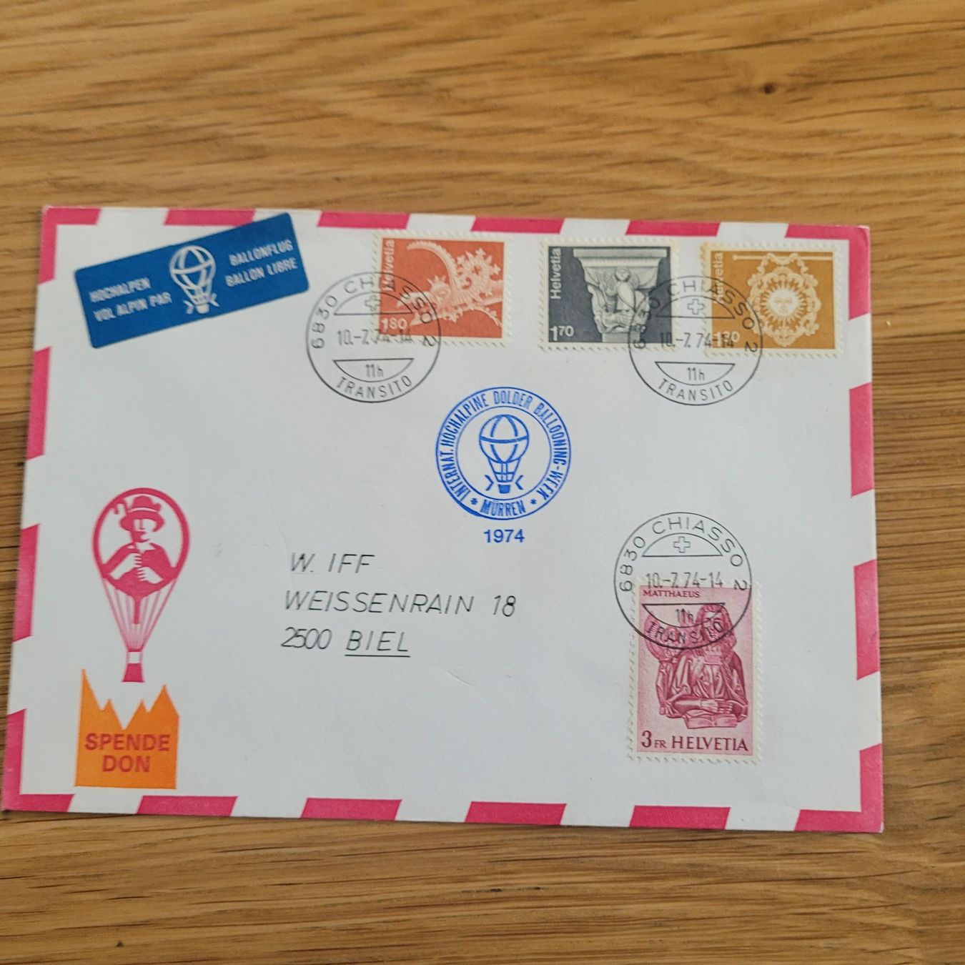 Tous les timbres: Luftpost Chiasso Biel 1974 Pro Patria – D'occasion à Biel/Bienne par Destockweb